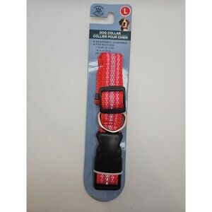 Dog Collar Size L Large Adjustable Pink Red Striped Greenbrier Kennel Club 18-24